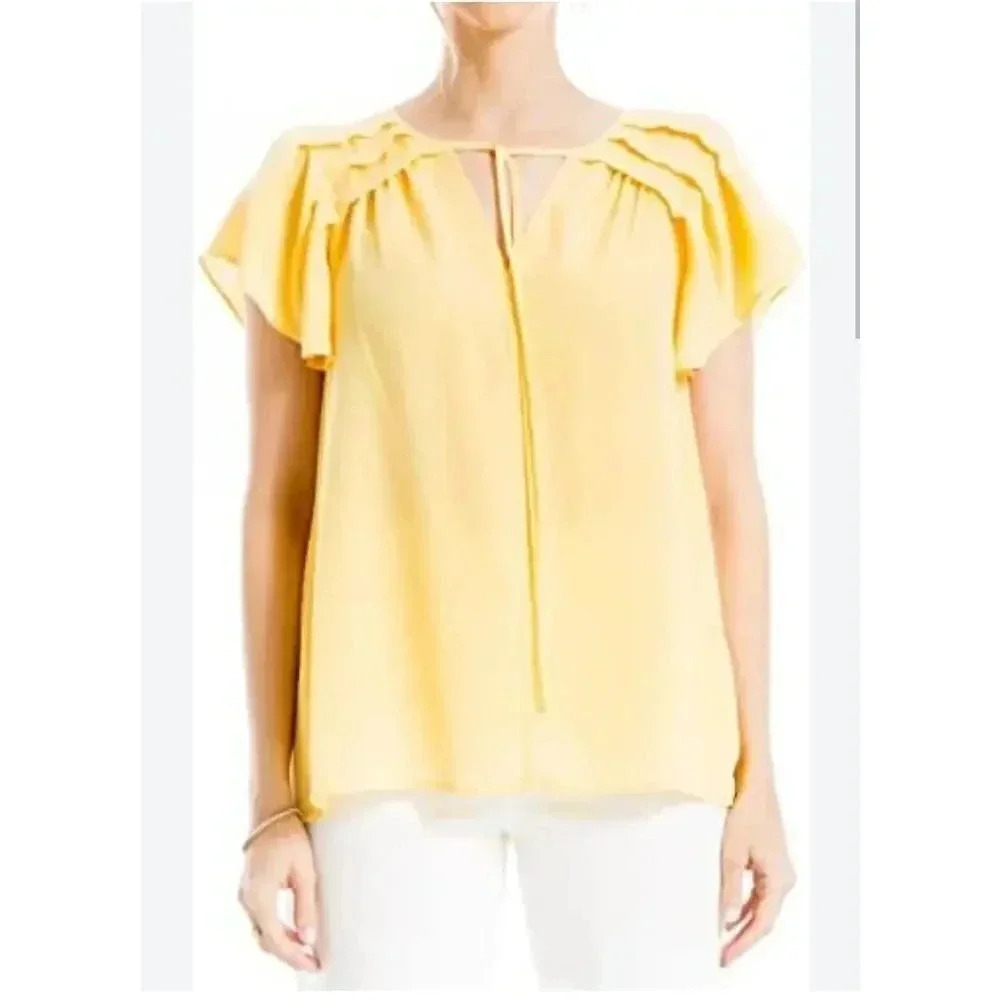 Max Studio Women's Crepe Flutter Blouse M